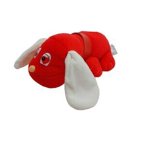 Animal Playthings Red White Heart Puppy Dog Plush Collar Valentines 1986 READ